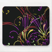 curvilinear, linear, art, design, abstract, flourish, black, purple, red, yellow, gift, gifts, mousepad, mousepads, Mouse pad with custom graphic design