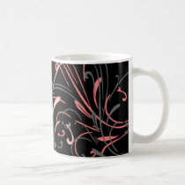 curvilinear, linear, art, design, abstract, flourish, black, gray, pink, gift, gifts, mug, mugs, Mug with custom graphic design