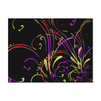 curvilinear, linear, art, design, abstract, flourish, black, purple, red, yellow, gift, gifts, postcard, postcards, Postcard with custom graphic design