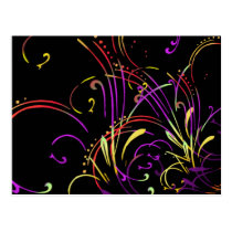 curvilinear, linear, art, design, abstract, flourish, black, purple, red, yellow, gift, gifts, postcard, postcards, Postkort med brugerdefineret grafisk design