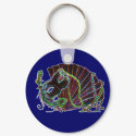 Neon Masquerade on blue Keychain by RankinOriginals Neon Masquerade on blue Keychain