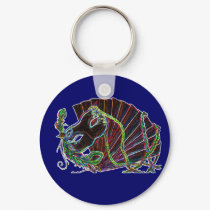 Neon Masquerade on blue Keychain