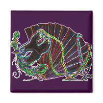 Neon Masquerade on purple Magnet