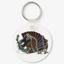 Neon Masquerade on White Keychain
