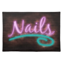 Neon Nails Sign Placemat