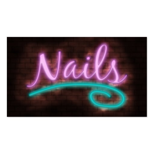 Neon Nails Technician Business Card Template (front side)