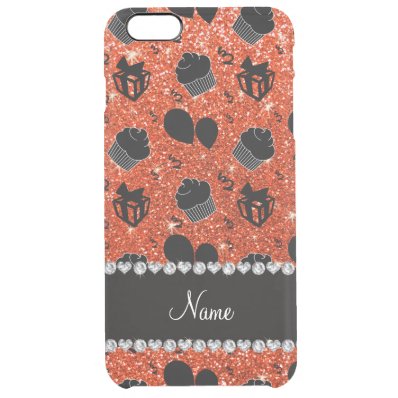Neon orange glitter cupcakes balloons presents clear iPhone 6 plus case