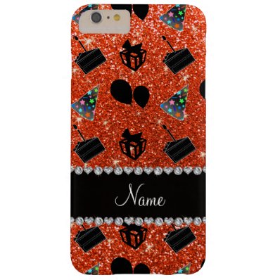 Neon orange glitter hats cake presents balloons barely there iPhone 6 plus case
