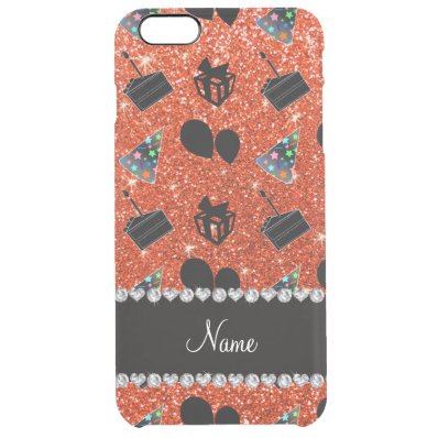 Neon orange glitter hats cake presents balloons clear iPhone 6 plus case