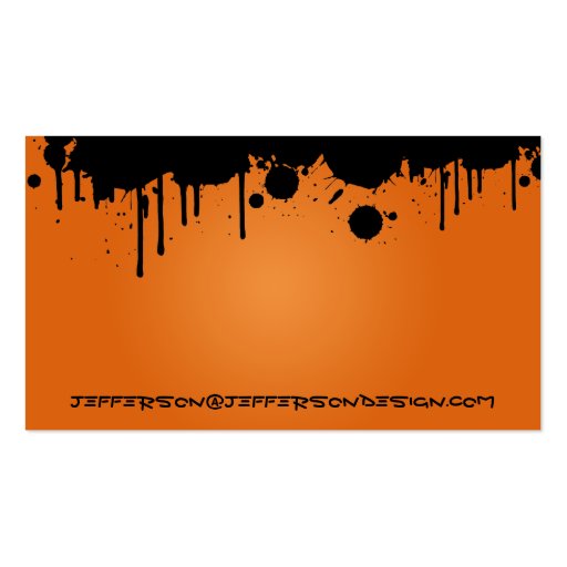 Neon Orange Paint Splatters Business Card Templates (back side)