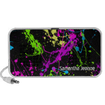 Neon Paint Splatter Personalized Speaker