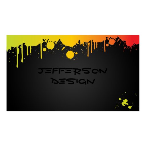 Neon Paint Splatters Business Card Templates (front side)