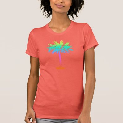 neon palm tree tropical summer bright colorful fun t shirt