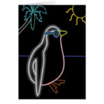 Neon Penguin Greeting Card