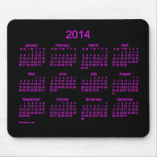 Neon Pink 2014 Calendar Mouse Pad
