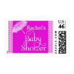 Neon pink and black with lace umbrella stamp