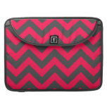 Neon Pink and Grey Chevron Pattern Sleeve For MacBooks