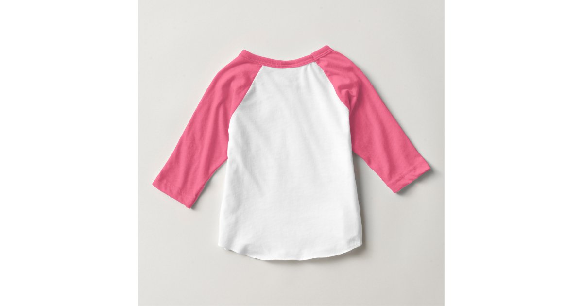 Neon Pink and White Baby 3/4 Sleeve Raglan Baby TShirt Zazzle