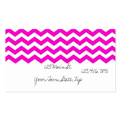 Neon pink chevron Business Cards (back side)