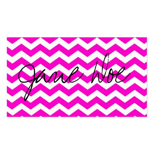Neon pink chevron Business Cards (front side)