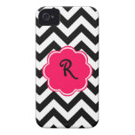 Neon Pink Custom Monogram with Chevron Pattern Case-Mate iPhone 4 Cases