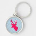 Neon Pink Deer Silhouette Keychains