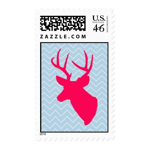 Neon Pink Deer Silhouette Postage