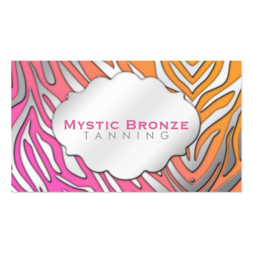 Neon Pink & Orange Zebra Business Coupon Cards Business Card Template
