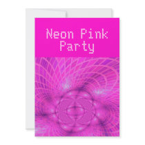 Neon pink party invitations