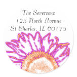 Neon Pink Sunflower Return Address Round Stickers