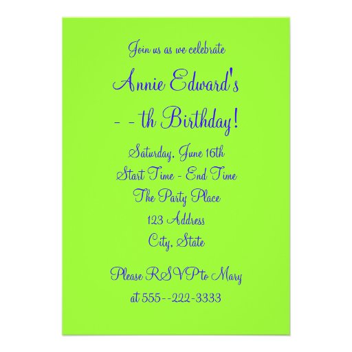 Neon Polka Dot Girls Any Number Bithday Party Announcement