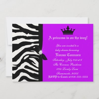 Baby Depot   on Neon Purple Zebra Baby Shower Custom Invites By Party Depot