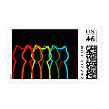 Neon Rainbow Cats Postage Stamps