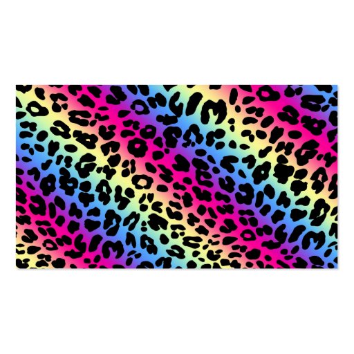 Neon Rainbow Leopard Pattern Print Business Cards (back side)