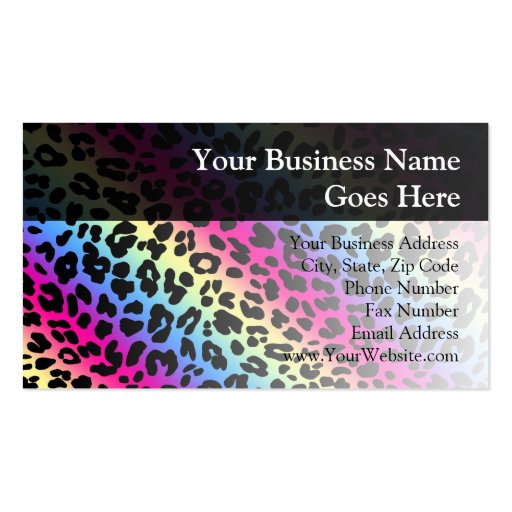 Neon Rainbow Leopard Pattern Print Business Cards (front side)