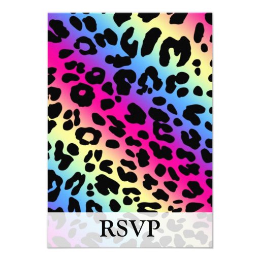 Neon Rainbow Leopard Pattern Print Invitation