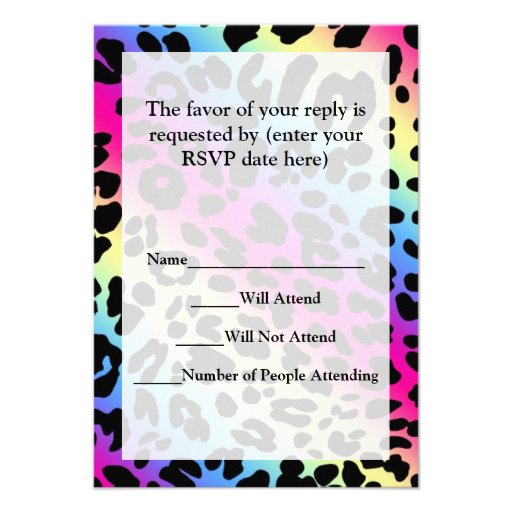 Neon Rainbow Leopard Pattern Print Invitation