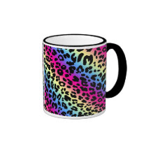 Neon Rainbow Leopard Pattern Print Mug