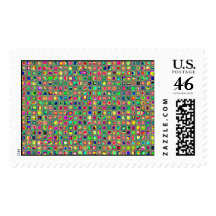Neon Rainbow Textured Mosaic Tiles Pattern Postage Stamps