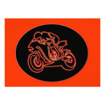 Neon Red Racing Motorcycle Silhouette Invite