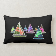 Neon Sailboats Lumbar Pillow