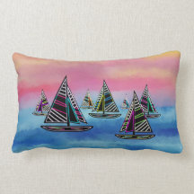 Neon Sails in the Sun Lumbar Pillow