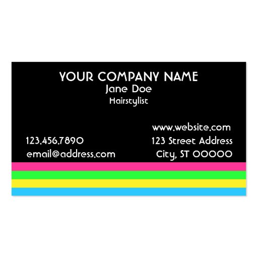 Neon Scissors with Black Background Business Card (back side)