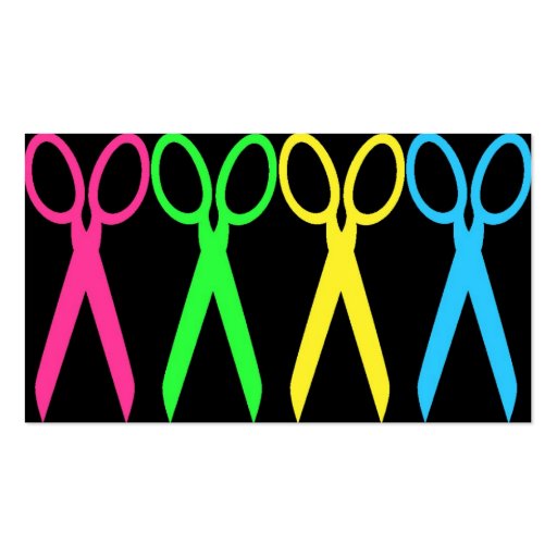 Neon Scissors with Black Background Business Card (front side)