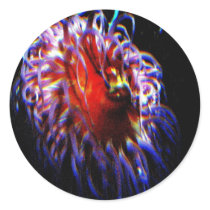 Neon Sea Anemones Round Sticker