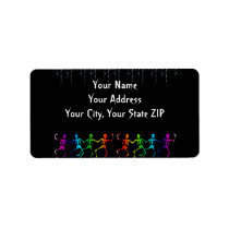 Neon Skeleton Dance Halloween Custom Address Labels