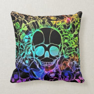 Neon Skulls Throw Pillow