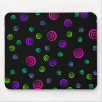 Neon Spiral Dots Mousepad