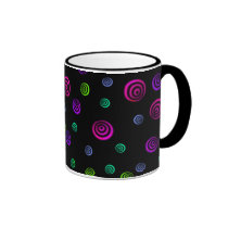 Neon Spiral Dots Mugs