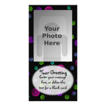 Neon Spiral Dots Vertical PhotoCard Template Photo Card Template